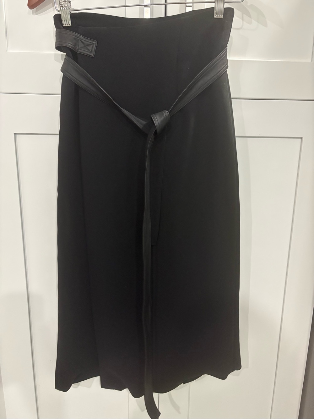 Vince Midi Wrap Skirt With Faux Leather Belt